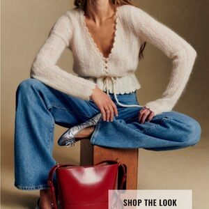 Sezane Cream Cardigan Sweater